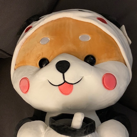 Dashing Nova Large Shiba Bobba Sipping Plush Pillow - 55cm  NwT - Picture 12 of 14